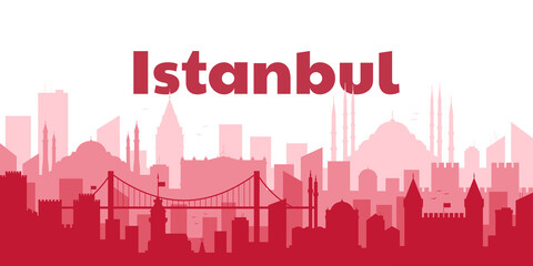Fototapeta premium Istanbul Turkey concept. Silhouette of the city of Istanbul. Travel concept. Template. A flat style illustration.