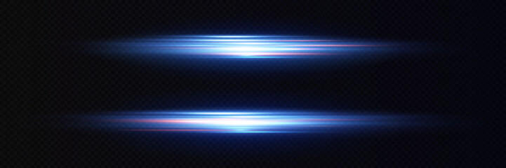 Motion light effect for banners. Blue lines. The effect of speed on a blue background.  lines of light, speed and movement. Vector lens flare.