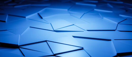 Blue polygons or triangles background, polygonal abstract wallpaper with random geometric shapes and texture patterns