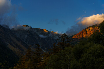 北アルプス夕景