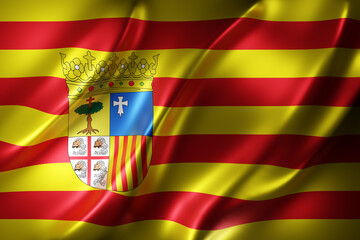 3d Aragon region flag