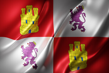 3d Castilla Leon region flag - 539671382