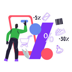 Online sale and bargain shopping concept, discount poster template.