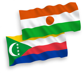 Flags of Republic of the Niger and Union of the Comoros on a white background