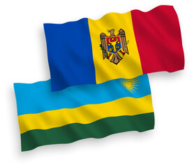 Flags of Republic of Rwanda and Moldova on a white background