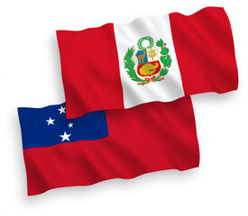 Fototapeta premium Flags of Independent State of Samoa and Peru on a white background