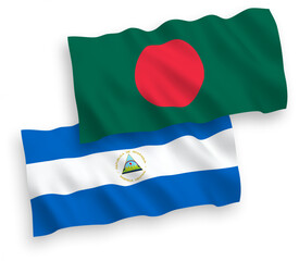 Flags of Nicaragua and Bangladesh on a white background