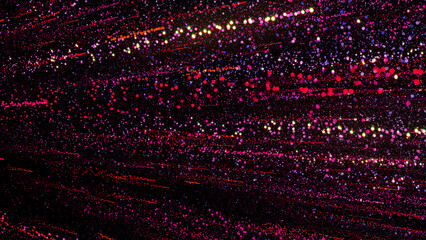 Naklejka premium 3D rendering of bright multi-colored particles fill the space with jets of energy and light