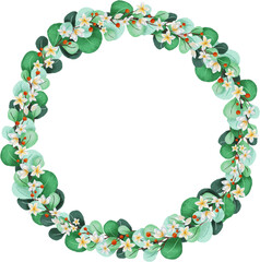 christmas frame wreath watercolor clipart