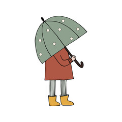 Vectoe doodle girl with umbrella