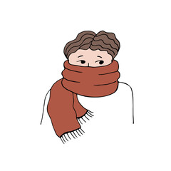 Doodle person with a scarf