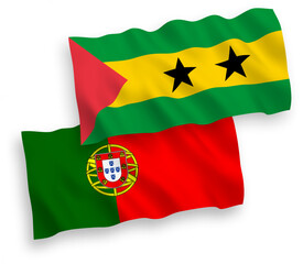 Flags of Portugal and Saint Thomas and Prince on a white background