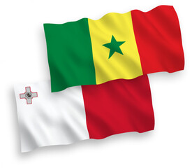 Flags of Malta and Republic of Senegal on a white background