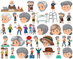 Fototapeta premium Collection of elderly people icons