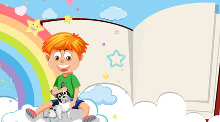 Opened book with blank page template