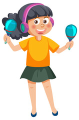 Happy girl playing maracas