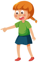 A girl pointing with bullying expression