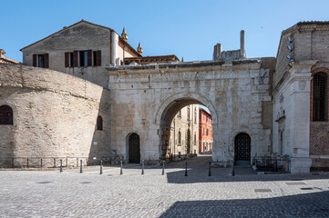 Fototapeta na wymiar The beautiful and famous arch of Augusto di Fano