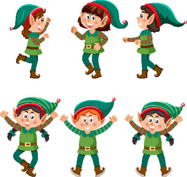 Christmas elves cartoon character collection