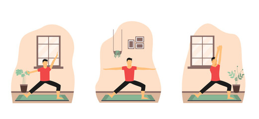 Yoga exercise flat bundle design illustration
