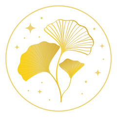 Gold ginkgo leaf logo design template