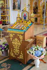 golden altar with icons and candles