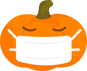 Pumpkin Emoji Face with Mask Illustration