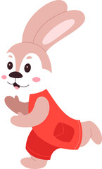 Running rabbit character flat illustration