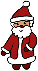 Cartoon christmas doodle of Santa Claus. Cheerful cute vector illustration isolated on transparent background