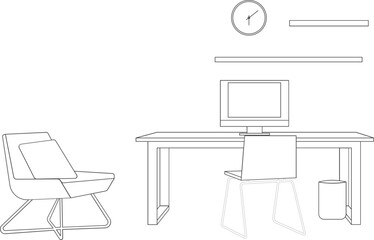 coworking space, concept illustration. Young people, freelancer men and women working on laptop and computer at home.