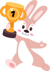 Rabbit holding cup character illustration