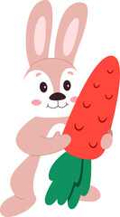 Rabbit holding carrot character illustration