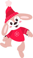 Dancing rabbit character flat illustration