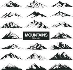Fototapeta premium Hand draw Mountains Mega pack vector illustration for Travel and Adventure Design