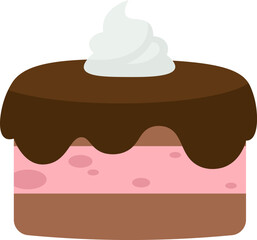 Cake with cream flat illustration