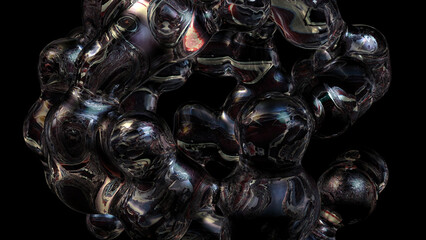 3D rendering abstract artistic surreal object based on metabolic spheres in the process of fusion