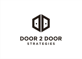 door 2 door logo design geometric hexagon