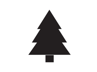 Flat black vector icon - fir-tree (pine). Park. Forest. Happy New Year