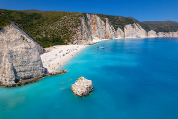 Aerial view of the paradise beach of Fteri in Kefalonia the beautiful  Ionian island of Greece