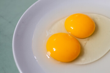 fresh egg on a disk plate
