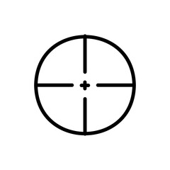 Aim line icon. Cursor, target audience, data analysis, targeting, goal, targetologist, achieve, achievement, planning. Business concept. Vector black line icon on a white background