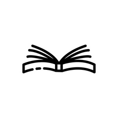 Opened book line icon. Reading, literature, library, athenaeum, atheneum, paper, audiobook. Education concept. Vector black line icon on a white background