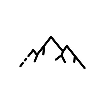 Mountain line icon. Alpinism, climber, travel, tourism, tour agency, hill, altitude, emblem, symbol. Mount concept. Vector black line icon on a white background