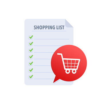 Shopping list flat icon. Vector stock illustration.