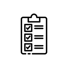 Clipboard line icon. Check mark, Plus, minus, add, delete, tick, cross, to do list, tablet, confirm, cancel. Vote concept. Vector black line icon on a white background