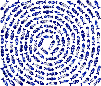 Blue fish vortex - seamless repeatable