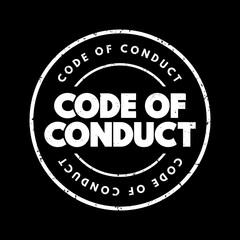 Code Of Conduct text stamp, concept background
