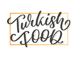 Turkish food letter. Design element. Traditional design. Vector lettering illustration. Healthy meal.