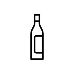 Alcohol line icon. Bottle, glass, leaf, wine, grape, clock, time, aging, restaurant. Drink concept. Vector black line icon on a white background