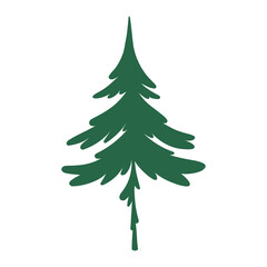 Spruce tree silhouette, cartoon style. Trendy modern vector illustration isolated on white background, hand drawn, flat design.
